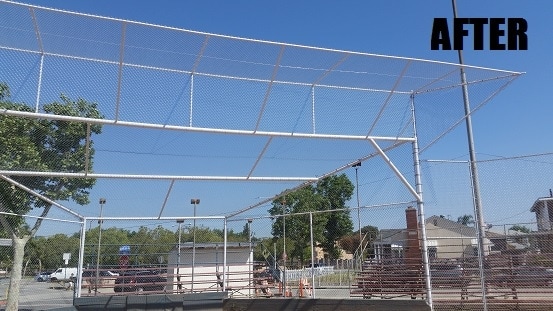 This is the baseball backstop at Montebello Park after we renovated and repaired it