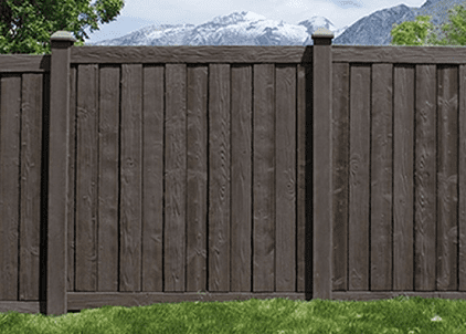This is a Simtek simulated wood fence. better than wood or vinyl. Virtually indestructible and graffiti proof fencing 