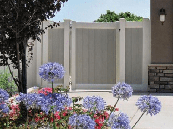 Vinyl privacy fence comes in colors that you can combine to make a beautiful accent for your home fence needs.
